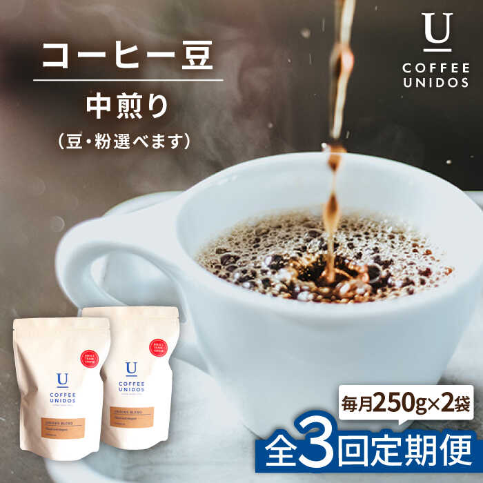 【ふるさと納税】【全3回定期便】中煎りコーヒー豆 ウニドスブレンド 250g×2袋 (豆・粉選べます) 糸島...