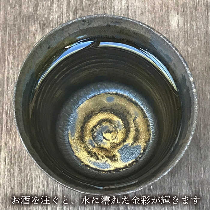 【ふるさと納税】黒金彩 焼酎カップ2個セット[唐津焼]_雅樂窯 [ASE005] 23000円