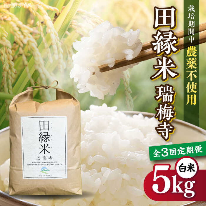 米 お米 白米 田縁米 瑞梅寺 白ごはん おにぎり 精米 ごはん 5kg セット 人気 オススメ おすすめ 栽培期間中農薬不使用 農薬不使用 ヒノヒカリ 定期便栽培期間中農薬不使用！ 「田んぼの縁」で地域と時代をつなぐお米。 田縁米「瑞梅寺」は、NPO法人田縁プロジェクトの農法をもとに、糸島市瑞梅寺の農家が作ったお米です。 品種は、九州を中心に作付けされている、梅雨以降も食味が落ちない「ヒノヒカリ」です。 棚田の自然をいっぱい含んだとても美味しいお米です。 田縁米「瑞梅寺」を食べられることで、棚田の風景を守り、皆さんの健康にも貢献できると信じています。 NPO法人田縁プロジェクト NPO法人田縁プロジェクトは、糸島市を拠点に、稲作などの農業体験を通して、都市の人々と農山村を繋ぐ活動を行っている団体です。 高齢化により休耕田が増えたことから、“まち”の人で棚田を守ろうと考え、20年前に発足。 「米づくりサポーター」と呼ばれる会員が週末に農作業に参加し、収穫した農産物を購入できる仕組みを作り、現在は約150世帯が会員となっています。 その他のお米はこちら！ 【全3回定期便】 田縁米(でんえんまい)・瑞梅寺(ずいばいじ) 玄米 5kg 田縁米（でんえんまい）・天日（てんじつ）白米2kg 田縁黒米（でんえんくろまい）300g×3パック 「瑞梅寺」その他のお届け回数はこちら 田縁米(でんえんまい)・瑞梅寺(ずいばいじ) 白米 5kg 【全6回定期便】 田縁米(でんえんまい)・瑞梅寺(ずいばいじ) 白米 5kg 田縁米を使ったお酒はこちら！ 無農薬で育てたお米で作った 日本酒 『田縁一献(でんえんいっこん)』純米酒 720ml×2本 無農薬で育てたお米で作った日本酒 『田縁一献（でんえんいっこん）』720ml 【NPO法人田縁プロジェクト】すべての返礼品はこちら 商品説明 名称【全3回定期便】 田縁米(でんえんまい)・瑞梅寺(ずいばいじ) 白米 5kg 内容量【以下の内容を全3回(毎月1回)お届けします。】 白米5kg 原料原産地糸島市産 配送方法常温 配送期日【先行受付中】 初回発送は 2026年12月以降順次発送に発送いたします。 なお2回目以降は毎月15日までに発送いたします。 ※日時指定はお受けできかねます。2日以上の不在日がある場合は、お申し込みの際の備考欄にご記入ください。 ※収穫、お申し込み状況により、お届け時期が前後する場合がございます。予めご了承ください。 【発送可能期間中】 初回発送はお申込み翌月の15日までに発送いたします。 なお2回目以降も毎月15日までに発送いたします。 ※収穫状況によっては、お届け時期が前後する場合がございます。 提供事業者NPO法人田縁プロジェクト 米 お米 白米 田縁米 瑞梅寺 白ごはん おにぎり 精米 ごはん 5kg セット 人気 オススメ おすすめ 栽培期間中農薬不使用 農薬不使用 ヒノヒカリ 定期便