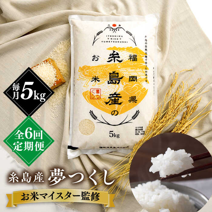 楽天福岡県糸島市【ふるさと納税】【全6回定期便】【こだわり精米】令和5年 糸島産 夢つくし 5kg 糸島市 / RCF 米 お米マイスター[AVM004] 55000円 5万5千円 常温