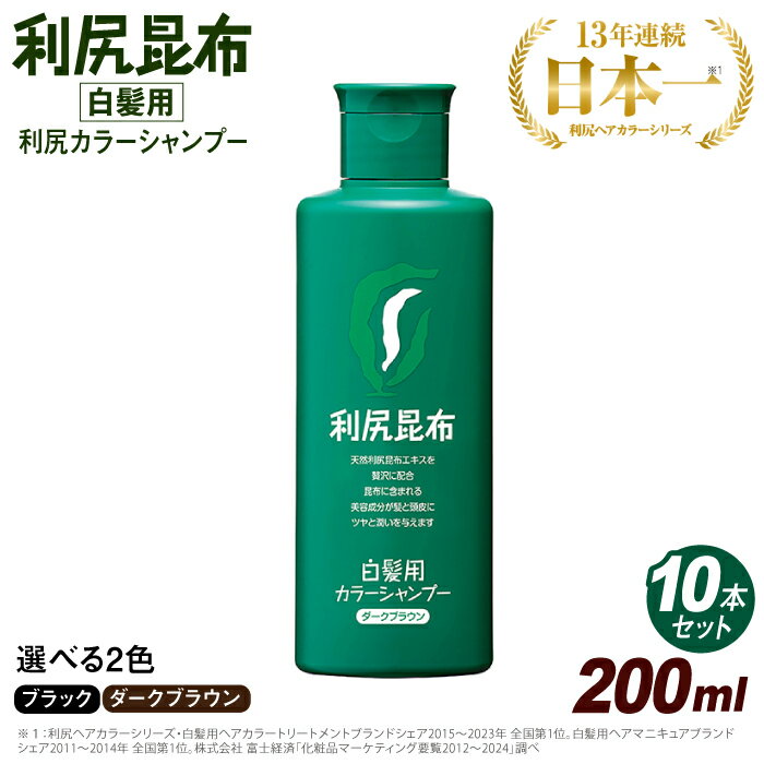 【ふるさと納税】【10本入】【白髪用】 利尻カラーシャンプー ダークブラウン 白髪染め 無添加 天然由来 植物由来 カラーリング ヘアカラー シャンプー 低刺激...