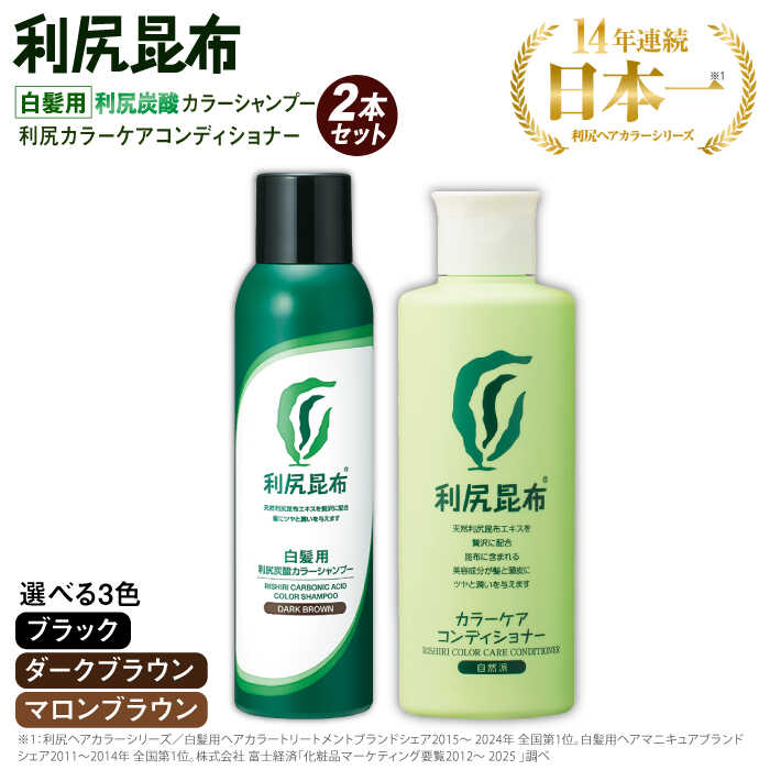 【ふるさと納税】【色が選べる!2本セット】【白髪用】利尻炭酸カラーシャンプー+利尻カラーケアコンディショナー ムラなく染まる 濃密泡 白髪染め 無添加 植物由来...