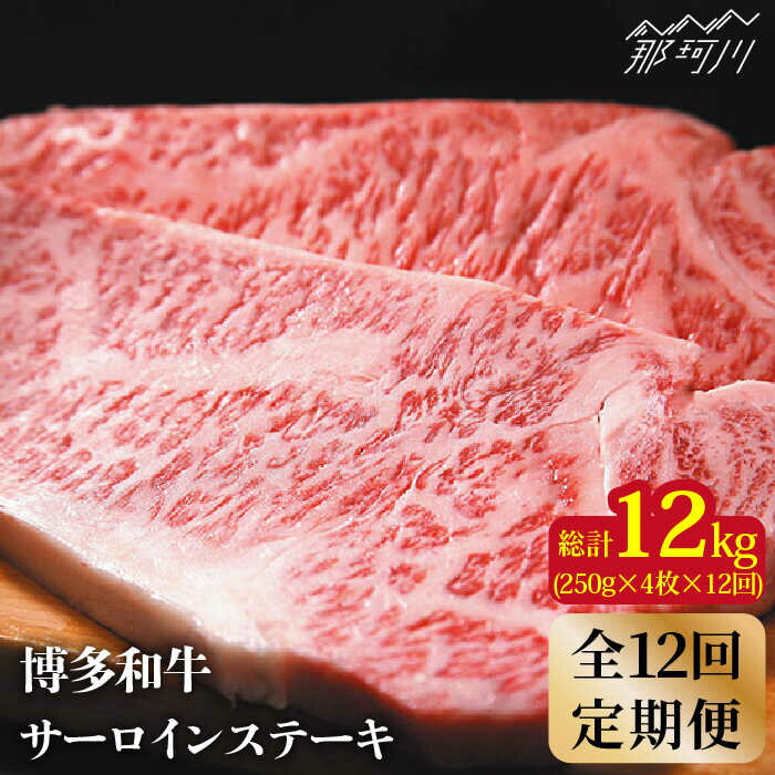 【全12回定期便】博多和牛 牛肉 サーロイン ステーキ 1kg（250g×4枚）＜株式会社MEAT PLUS＞那珂川市 定期便 牛肉 肉 黒毛和牛 ブランド牛 国産 BBQ バーベキュー [GBW039]