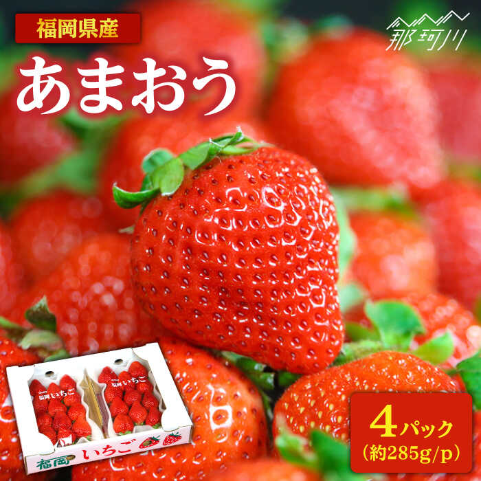 【ふるさと納税】【2025年2月より発送】『自然環境農法』で育てた福岡県産あまおう 約285g×4パック＜おおきべりー株式会社＞ 那珂川市 いちご フルーツ くだもの 果物 あまおう 九州産 苺 国産 [GZE002]