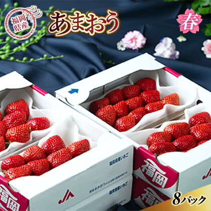 あまおう 苺 イチゴ 送料無料 福岡産 春 8パック ギフト AX005先行予約※2024年2月上旬から2024年3月下旬に順次発送予定 いちご フルーツ 果物 くだもの 2024