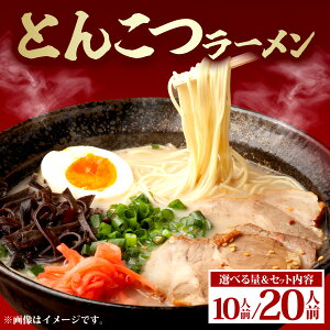 【ふるさと納税】<選べる容量>とんこつラーメン10人前or20人前 送料無料 ラーメン 豚骨 博多 贈り物 贈答 福岡県 篠栗町 PE009〜PE012