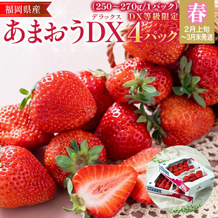 13位! 口コミ数「0件」評価「0」福岡産【春】あまおうDX（デラックス）4パック いちご 苺 果物 フルーツ 九州産 福岡県産 冷蔵 送料無料 【2月上旬発送開始予定】 イチ･･･ 