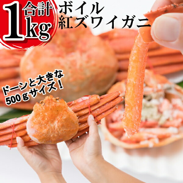 【ふるさと納税】【数量限定.北海道産】大きな ボイル 紅ズワイ蟹 姿 2杯(約1kg) ズワイガニ ずわいがに 茹で カニ かに. A811