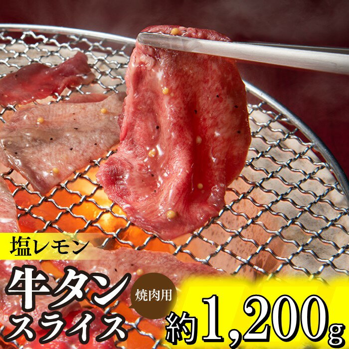 【ふるさと納税】塩レモン牛タンスライス・焼肉用(約1,200g).B344