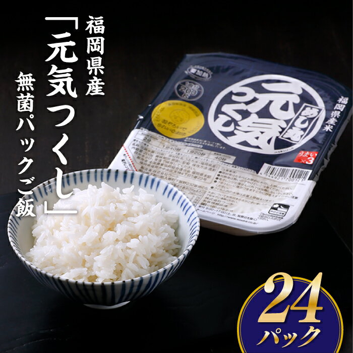 福岡県産「元気つくし」無菌パックご飯(24パック) ごはん レンジ 湯せん 常温 非常食 保存食 
