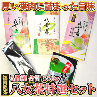 【ふるさと納税】福岡銘茶八女茶 特選セット5種合計550g 老舗製茶店の逸品　芦屋町【1278218】 1