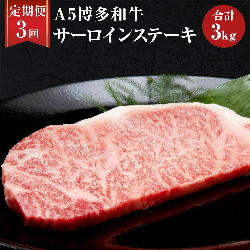 18位! 口コミ数「0件」評価「0」【3ヶ月定期便】 福岡県産 A5 博多和牛 サーロインステーキ 合計 3kg 200g×5枚×3回 肉 お肉 冷凍 定期便 3回 送料無料