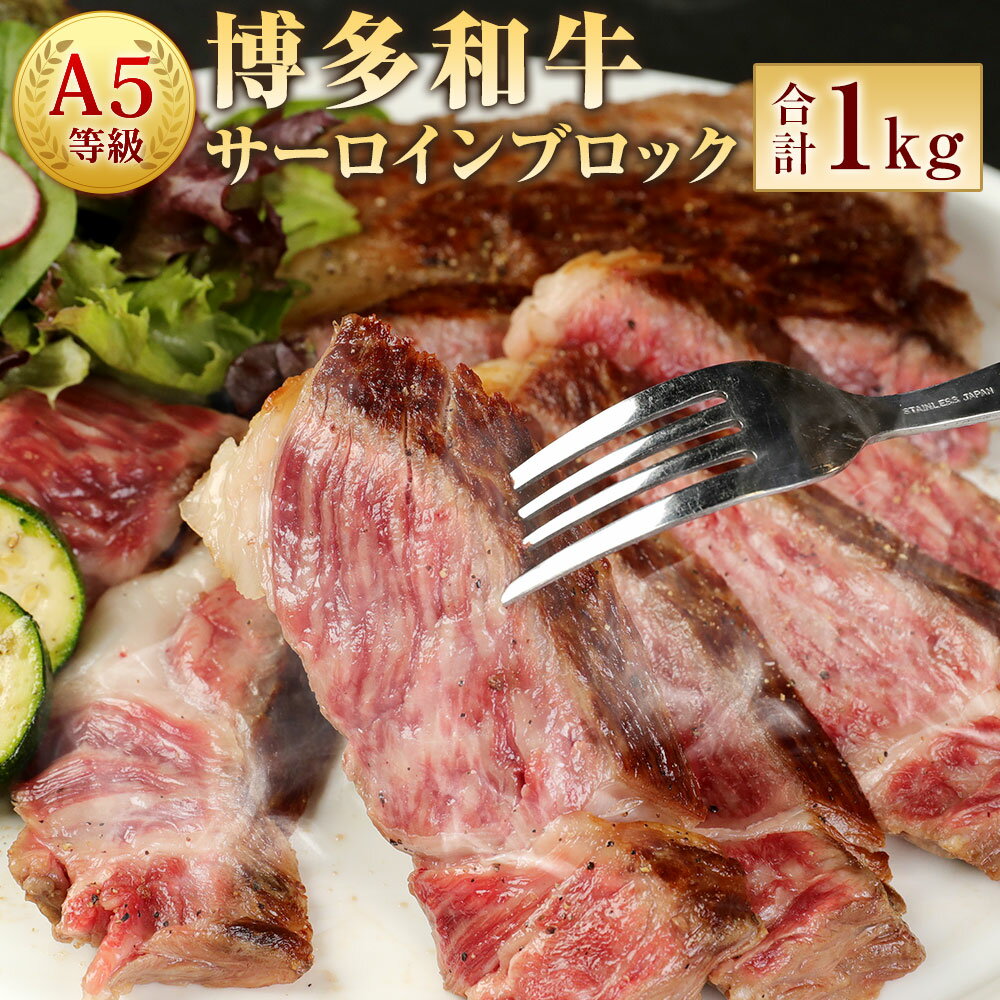 【ふるさと納税】A5等級 博多和牛 サーロインブロック 1kg A5ランク 和牛 ブランド牛 牛肉 お肉 サーロイン ブロック ステーキ 冷凍 福岡県 岡垣町 送料無料