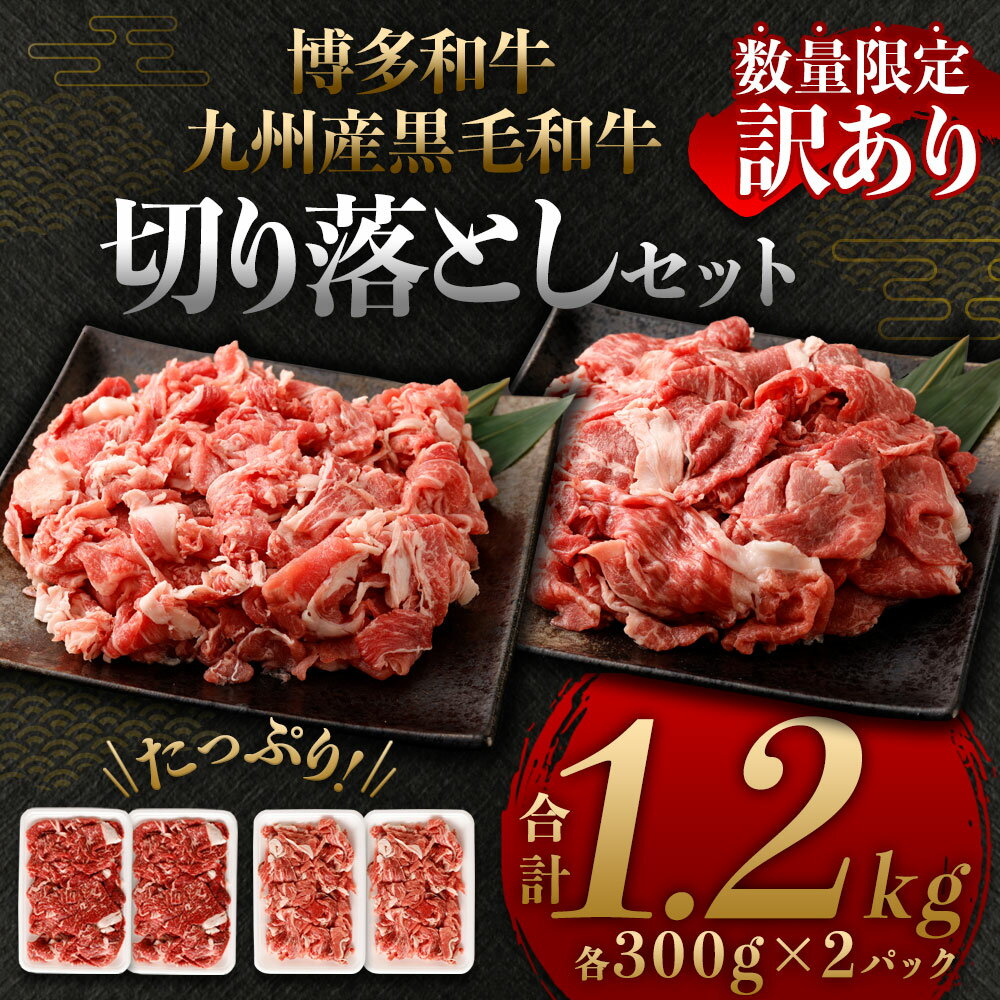 【ふるさと納税】訳あり 博多和牛 九州産黒毛和牛 切り落とし 合計1.2kg (各300g×2パック)セット 数量限定 福岡県産 国産 和牛 訳あり牛肉 訳ありグルメ 訳あり商品 切落し お肉 冷凍 小分け 不揃い 牛切り落とし 訳ありふるさと納税 ふるさと納税返礼品訳あり 岡垣町