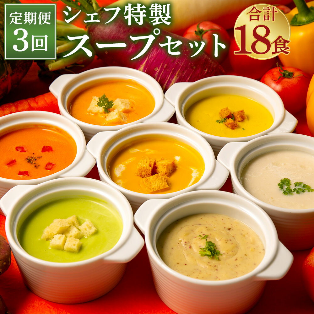 【ふるさと納税】【定期便3回】 ぶどうの樹 シェフ特製スープセット 合計18食 6食×3回 全12種類の中からランダムに3種類各2食計6食お届け 食べ比べ 野菜...