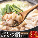 【ふるさと納税】博多菊ひら厳選 国産若牛もつ鍋セット 九州醤油味 〈選べる〉 2人前 または 4人前(2人前×2セット) もつ鍋 モツ鍋 もつなべ 醤油 しょう...