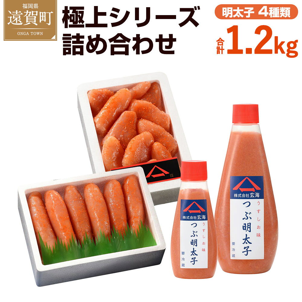極上シリーズ詰め合わせ 合計1.2kg 明太子 並切 バラコ 上切 切子 つぶ明太子 4種類 めんたいこ 辛子明太子 玄海 福岡 遠賀町 冷凍 送料無料