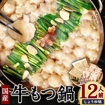 【ふるさと納税】国産 牛もつ鍋 12人前 合計2kg 牛もつ 1.2kg ちゃんぽん麺 800g 濃縮スープ 180g たっぷり 大容量 モツ鍋 もつ鍋 セット もつ モツ ホルモン 鍋 醤油 スープ付 冷凍 九州産 福岡県産 送料無料