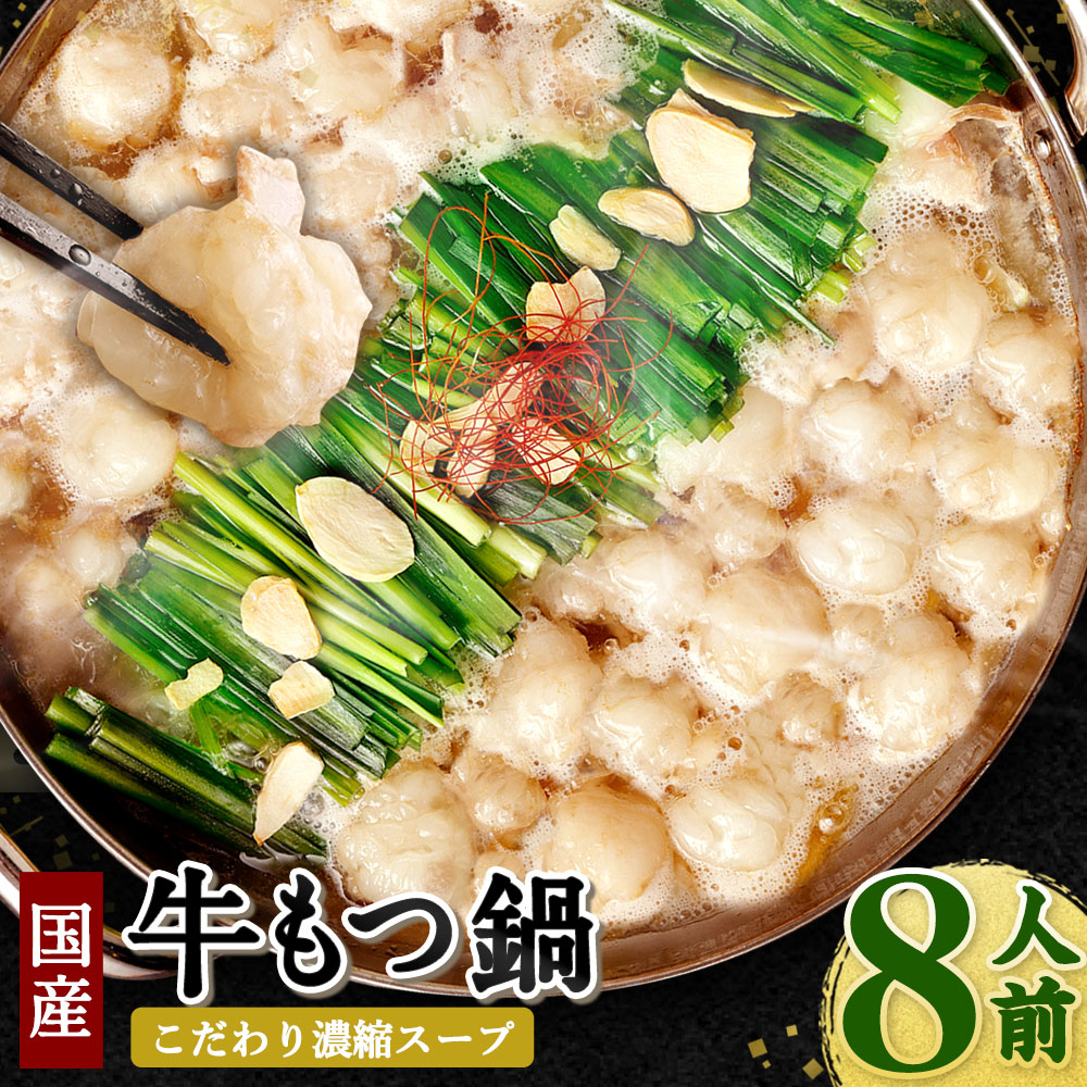 国産 黒毛和牛 もつ鍋 8人前 牛もつたっぷり 800g 冷凍ちゃんぽん・こだわり濃縮スープ付 もつ800g しょうゆベース 醤油 国産牛 モツ鍋 もつ 小腸 ホルモン お取り寄せ グルメ 鍋セット 冷凍 送料無料