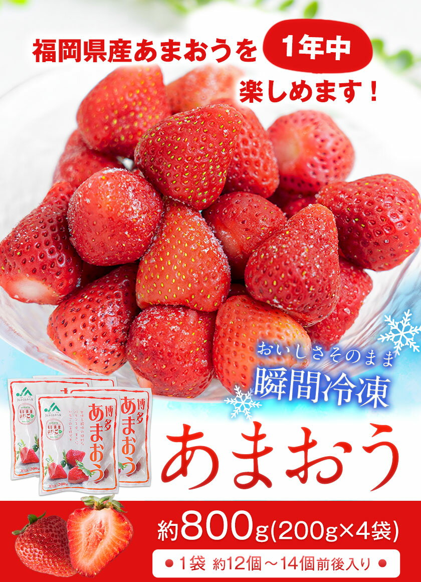 【ふるさと納税】冷凍あまおう 約800g(約200g×4袋) 《5月中旬-6月中旬より出荷予定(土日祝除く)》いちご 福岡県 鞍手郡 小竹町 送料無料