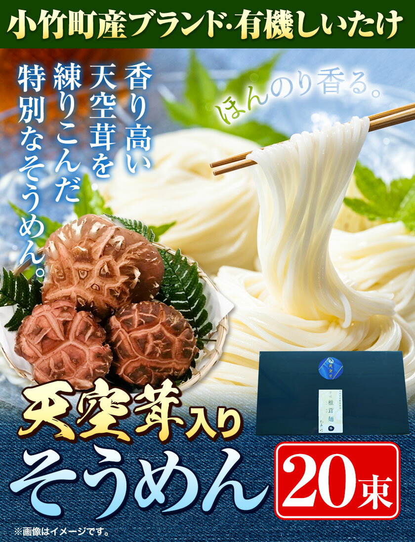 【ふるさと納税】そうめん 椎茸 天空茸 入り そうめん 20束《30日以内に出荷予定(土日祝除く)》福岡県 鞍手郡 小竹町 素麺 椎茸 しいたけ 夏 麺 めんの山一