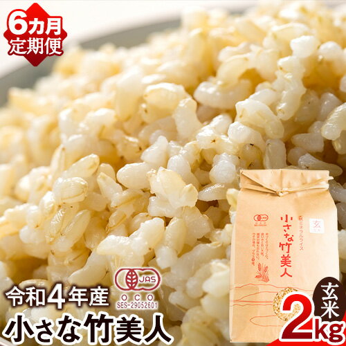 【ふるさと納税】【6か月定期便】令和4年産 小さな竹美人 玄米 2kg(2kg×1袋) 米 玄米 株式会社コモリファーム《お申込み月の翌月から出荷開始》