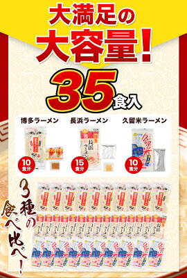 福岡県鞍手町 【ふるさと納税】ラーメン とんこつ 増量中 35食 食べ比べ 福岡ラーメン 豚骨 博多ラーメン 長浜ラーメン 久留米ラーメン 細麺 半生麺 常温 常温保存 シメ 〆 福岡県 鞍手町 とんこつラーメン《30日以内に順次出荷(土日祝除く)》 画像3