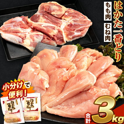 はかた一番どり もも肉 むね肉 セット 3000g 3kg 1枚約250g×12パック《30日以内に順次出荷(土日祝除く)》 大容量 鶏肉 鳥肉 冷凍 送料無料 株式会社あらい