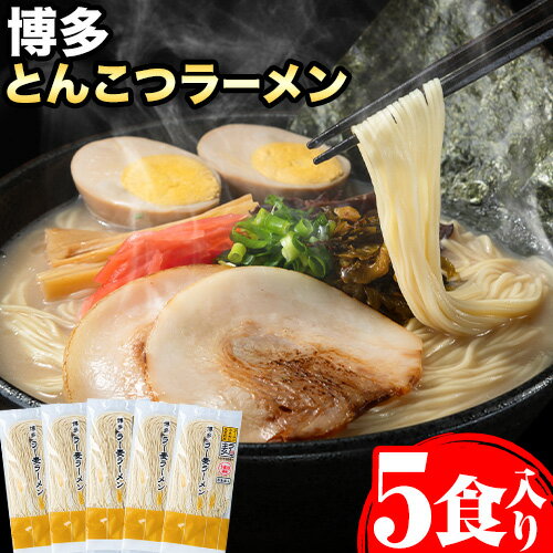 博多とんこつラーメン 5人前(めん×5 スープ×5) 豚骨 とんこつ ラーメン 送料無料《30日以内に順次出荷(土日祝除く)》 福岡県 鞍手郡 鞍手町 スープ付き 半生ラーメン ラー麦麺 ラーメン 拉麵