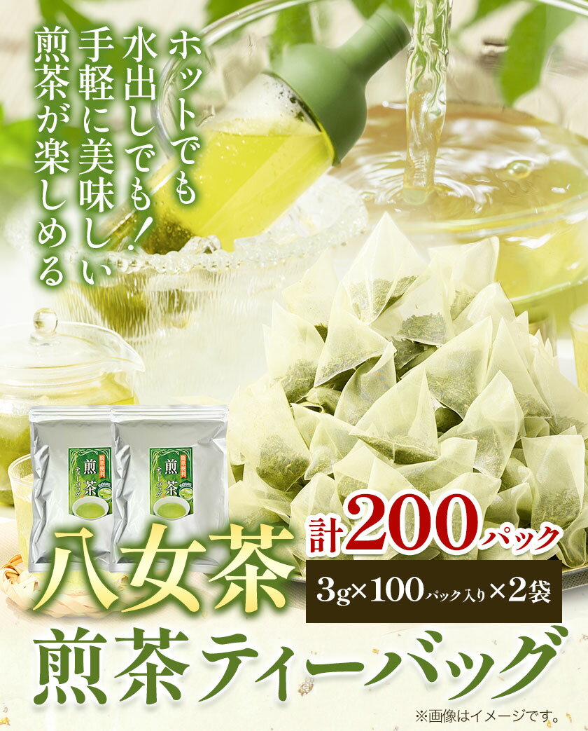 【ふるさと納税】八女茶 煎茶ティーバッグ 計200パック (3g×100パック入り×2袋) 株式会社親和園《30日以内に順次出荷(土日祝除く)》福岡県 鞍手郡 鞍手町 お茶 緑茶 茶 八女星野茶 ティーパック ティーバッグ 八女茶 送料無料