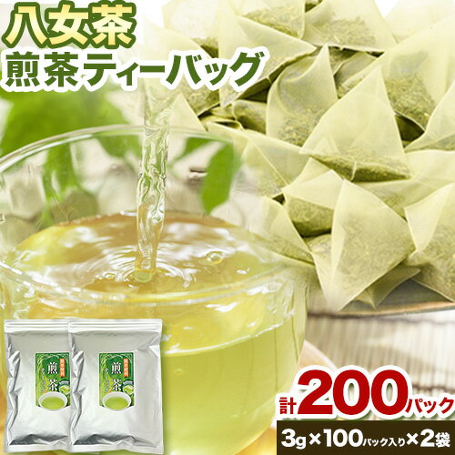 八女茶 煎茶ティーバッグ 計200パック (3g×100パック入り×2袋) 株式会社親和園[30日以内に順次出荷(土日祝除く)]福岡県 鞍手郡 鞍手町 お茶 緑茶 茶 八女星野茶 ティーパック ティーバッグ 八女茶 送料無料