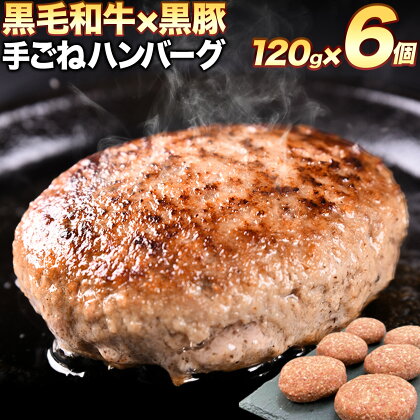 黒毛和牛×黒豚使用！九州うまれの特製手ごねハンバーグ 120g×6個 計720g《30日以内に順次出荷(土日祝除く)》生ハンバーグ 一つずつ個包装 MK エム・ケイ食品