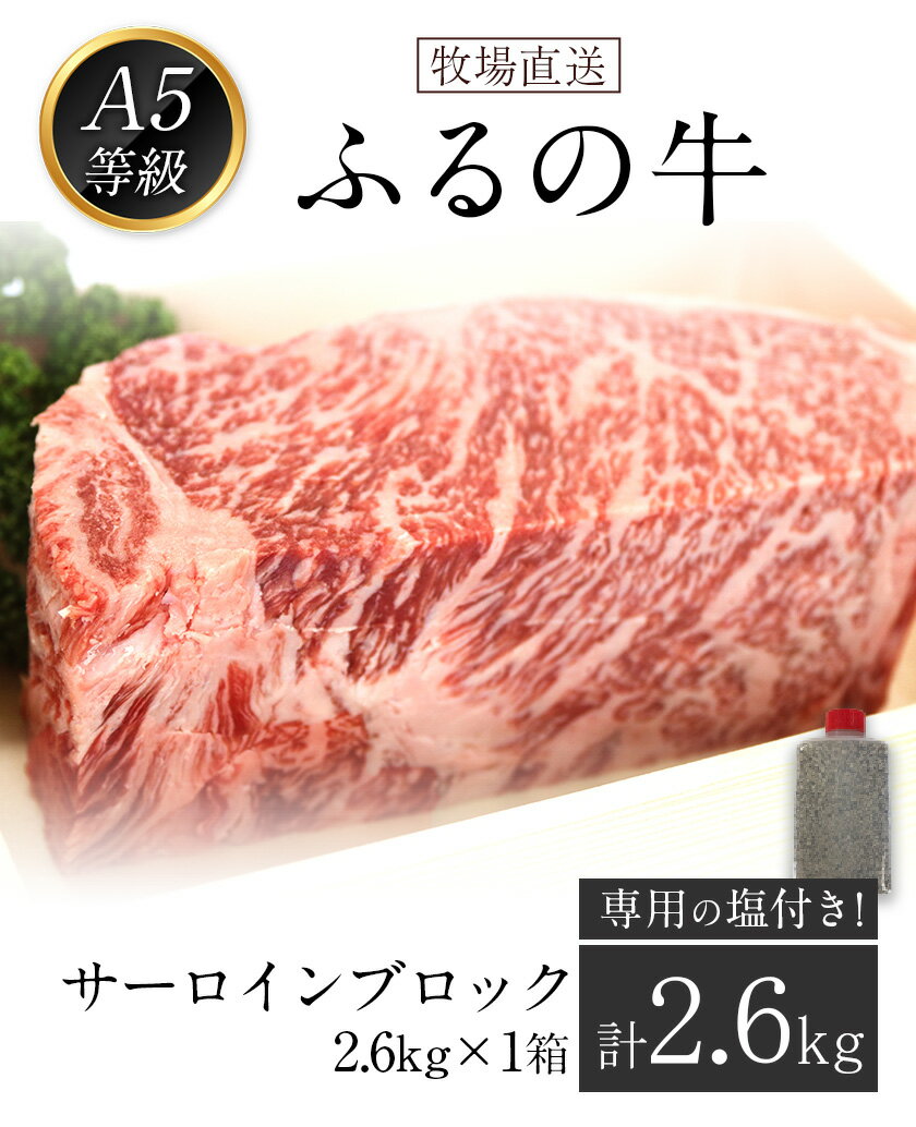 【ふるさと納税】ふるの牛（黒毛和牛）特選サーロインブロック 2.6kg ゲランド塩付き A5 有限会社ふるの《30日以内に順次出荷(土日祝除く)》