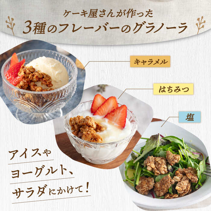 【ふるさと納税】手作りグラノーラ3種食べ比べ（キャラメル・はちみつ・塩）200g×3袋 桂川町/order made cake Toi Toi[ADAW001]