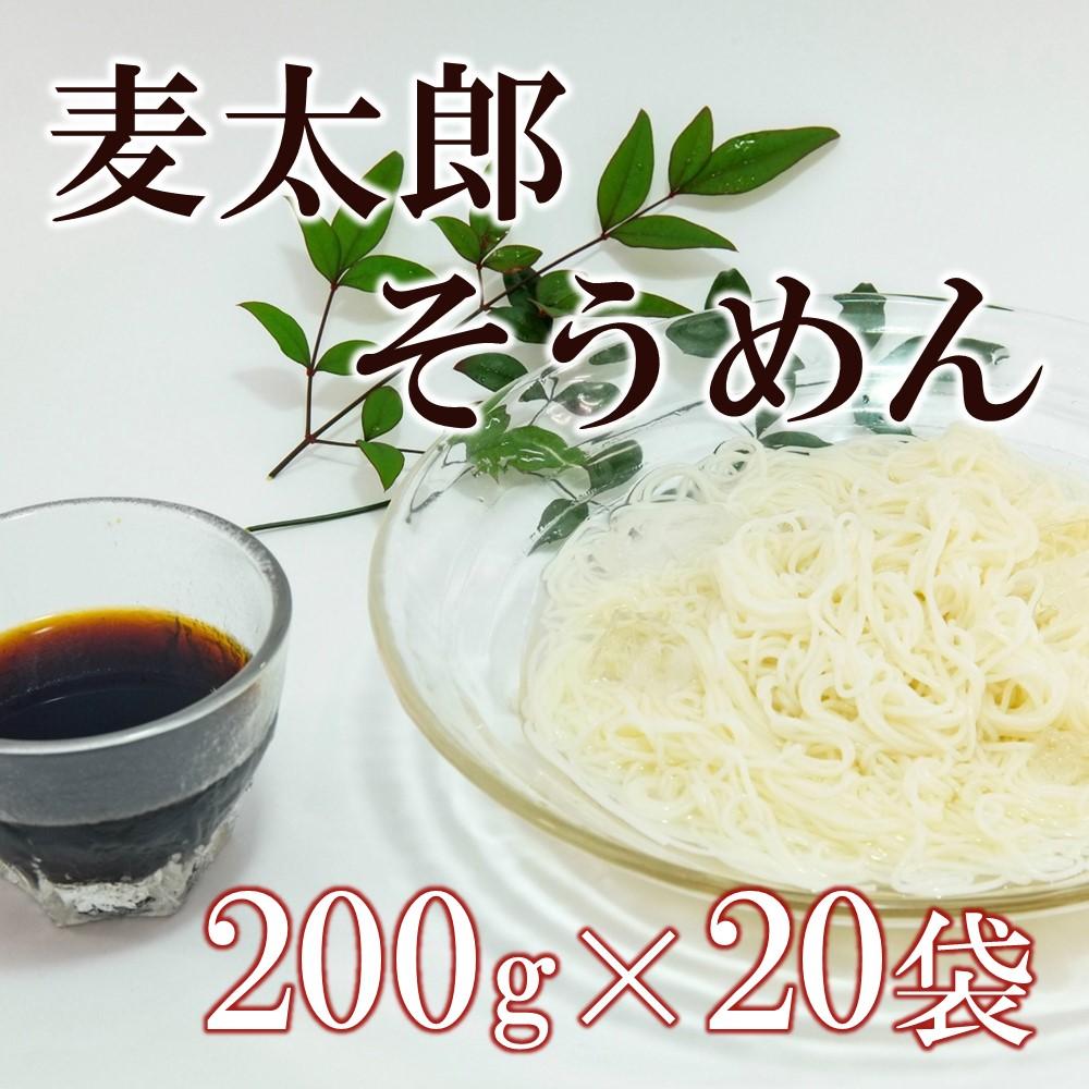 【ふるさと納税】麦太郎そうめん　200g×20袋