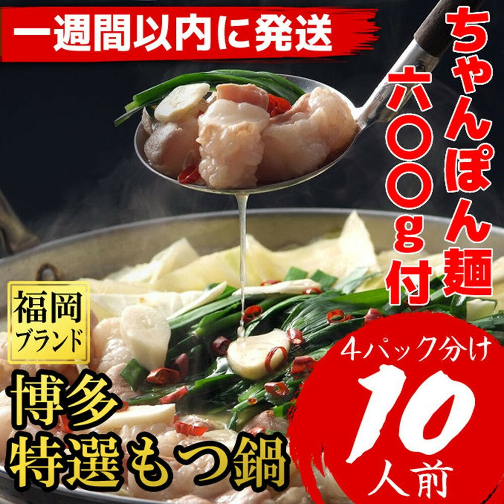 【ふるさと納税】「10人前!」博多特選もつ鍋(プリプリの国産牛小腸のみ使用・醤油味)福岡ブランド【1週間以内に発送!】 | 肉 お肉 にく 食品 国産 もつ鍋