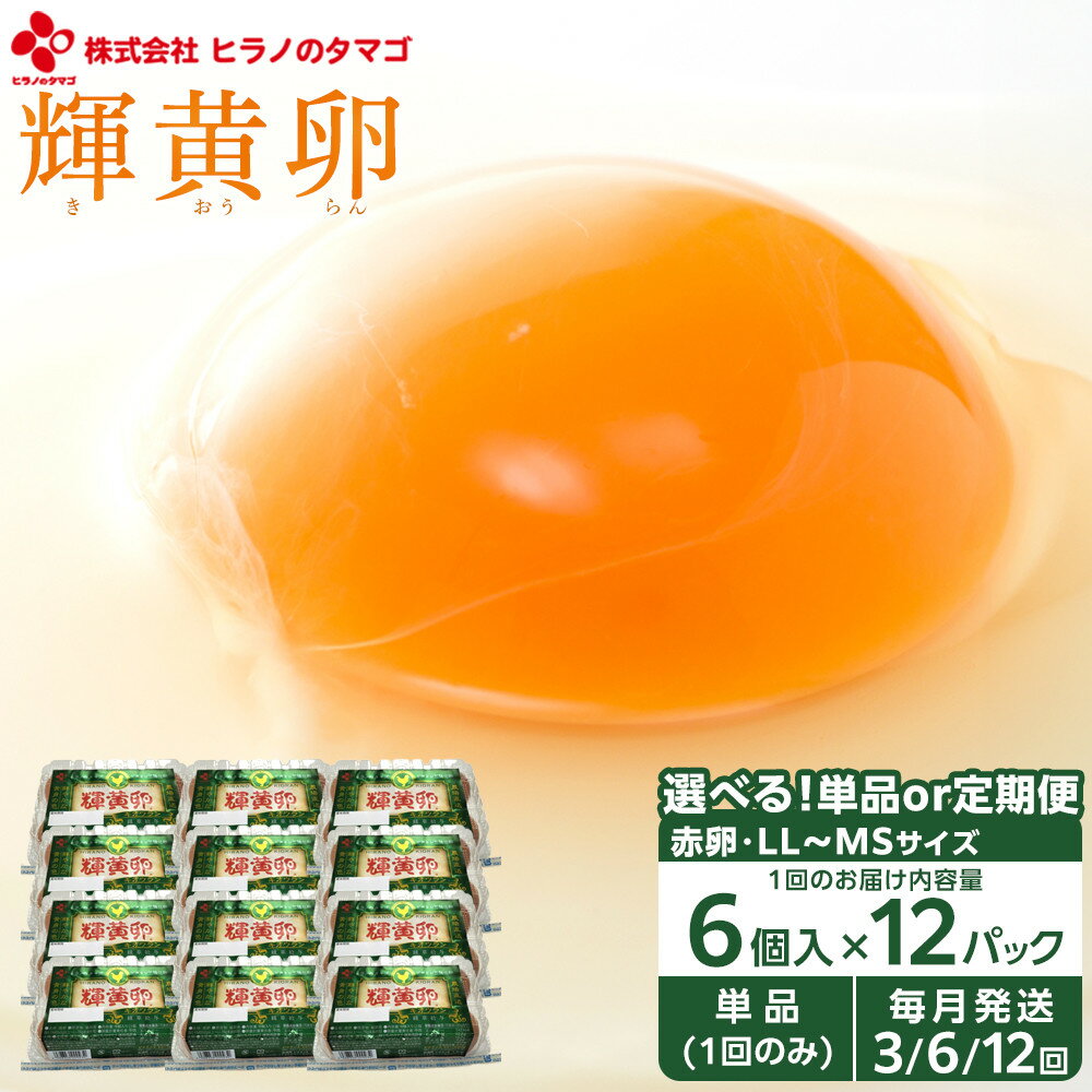 【ふるさと納税】\定期便も選べる!/ 輝黄卵 ( きおうらん ) 72 個 ( 6 個入り × 12 パック ) | 卵 たまご タマゴ 鶏卵 生卵 新鮮 濃厚...