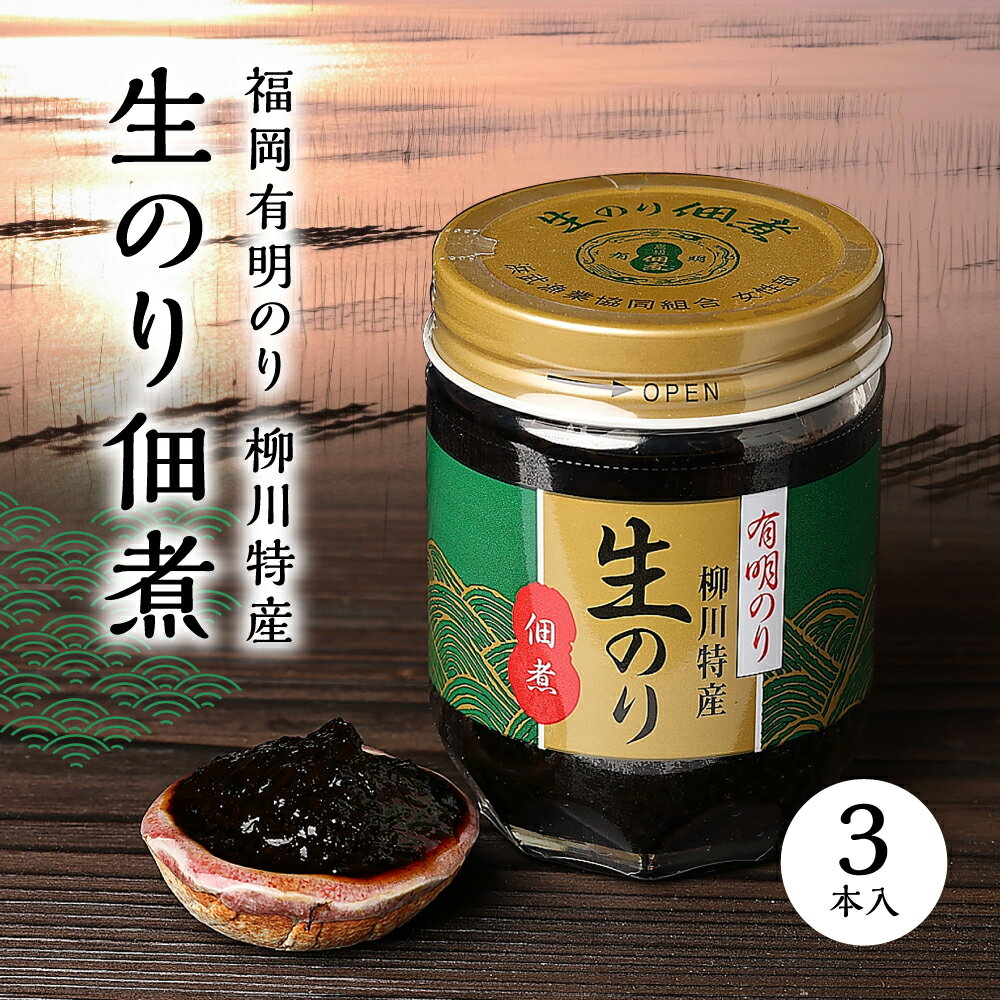 福岡 有明 のり 柳川 特産 生のり 佃煮 3本入 福岡県 東峰村 海苔 おかず トッピング ご飯 3F42