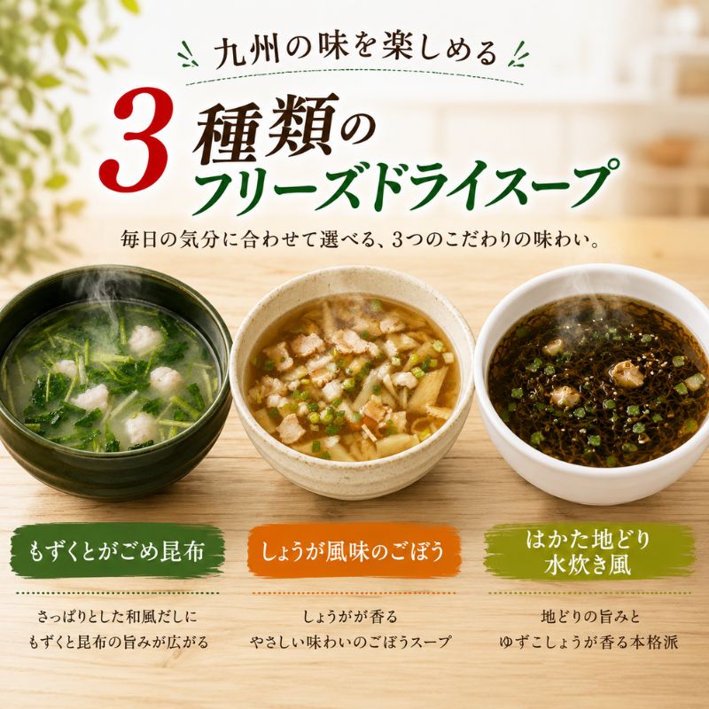 【ふるさと納税】九州産 3種 の フリーズドライ スープ セット 10食×3種 計30食