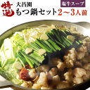 大昌園 特選 もつ鍋 セット 2～3人前 福岡 有名店 国産モツ 300g 塩牛スープ 特製 辛味 ちゃんぽん麺 薬味 付き 調味料付き 鍋セット 冷凍 国内産 お取り寄せ ご当地 グルメ 送料無料