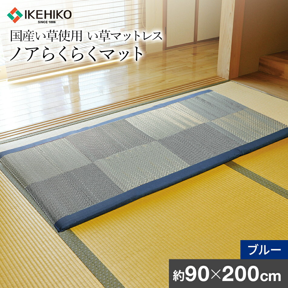 国産い草 マットレス ノアらくらくマット 約90×200cm ブルー 青 い草 いぐさ おすすめ 福岡県 大木町 株式会社イケヒコ・コーポレーション