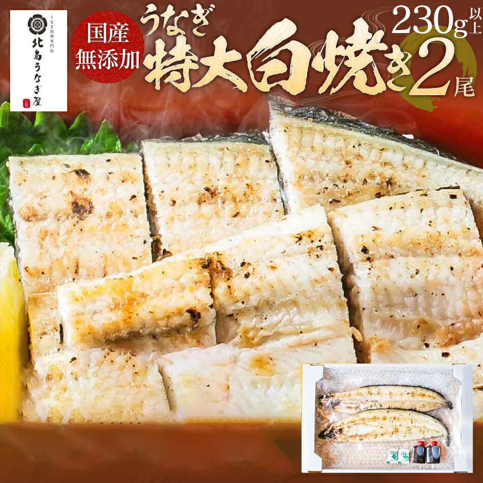 うなぎ 白焼き 土用の丑の日 父の日 父の日ギフト 国産 うなぎの特大白焼き 2尾 230g以上 × 2尾 特大 九州産 白焼き うなぎ 鰻 炭火 2尾 AE05 年末年始グルメ