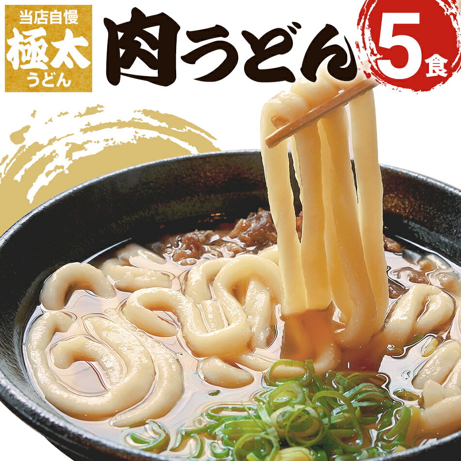 うどん 極太 肉うどん 冷凍 ふるさと うどん もちもち 釜あげ 長い 極太麺肉うどん 5人前 1玉約200g つゆ付き 味付け肉付き 九州産 小麦 急速冷凍 冷凍うどん おすすめ 福岡県 大木町 土俵うどん AS02 年末年始グルメ