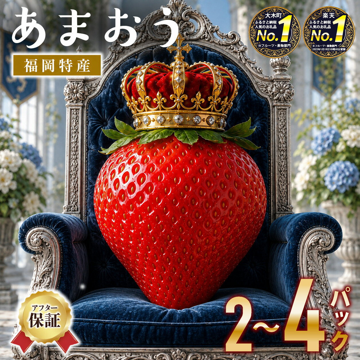 リニューアル![先行予約]いちごの王様 あまおう 産地・福岡から直送 2P or 4P 1パック約250〜270g [2027年1月〜3月出荷] ランキング入賞 フルーツ 苺 イチゴ あかい まるい おおきい うまい おすすめ 果物 大木町 CB223 [アフター保証]
