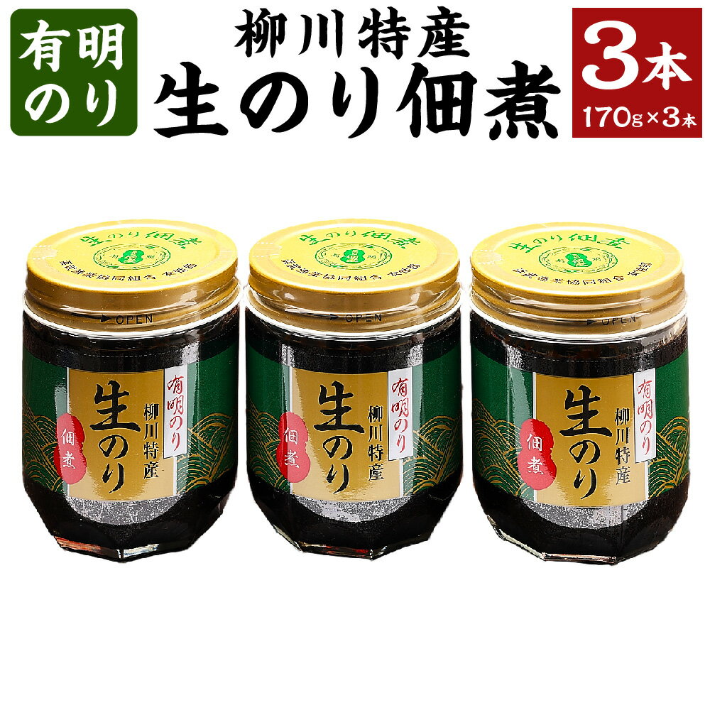 有明のり 柳川特産 生のり 佃煮 3本入 海苔 国産 送料無料