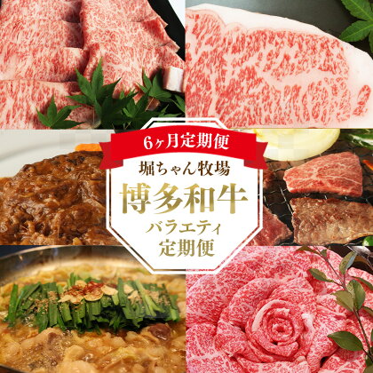 【6ヶ月定期便】 堀ちゃん牧場 博多和牛 バラエティ定期便 牛肉 スライス ステーキ 肉 お肉 和牛 国産和牛 国産牛 定期便 6回 定期配送 スライス ステーキ 焼肉 焼き肉 モツ鍋 もつ鍋 セット フラワーミート 冷凍 福岡県 香春町 送料無料