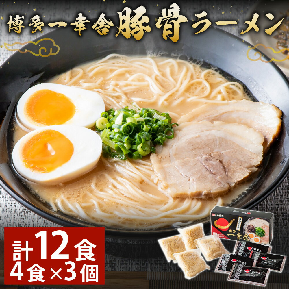 28位! 口コミ数「0件」評価「0」 博多 一幸舎 豚骨 ラーメン 4食×3個 計12食入り 豚骨 とんこつ 麺 めん 特注 生麺 ラーメン 製麺 福岡県 香春町 送料無料