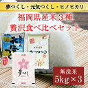 【ふるさと納税】福岡県産 食べくらべ 3品種セット 無洗米 15kg(5kg×3) [a9200] 株式会社 藤食糧 【返礼品】添田町 ふるさと納税