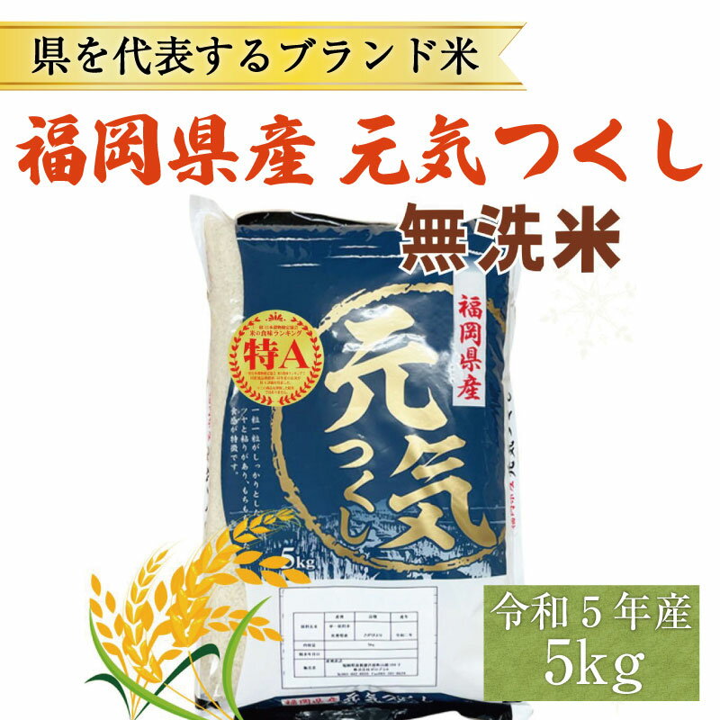 令和5年産 福岡県産 ブランド米「元気つくし」無洗米 5kg [a0256] 株式会社 ゼロプラス [返礼品]添田町 ふるさと納税