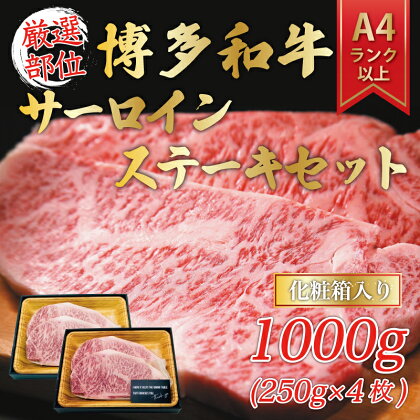 博多和牛サーロインステーキセット 1kg(250g×4枚) [a0342] 株式会社Meat Plus ※配送不可：離島【返礼品】添田町 ふるさと納税